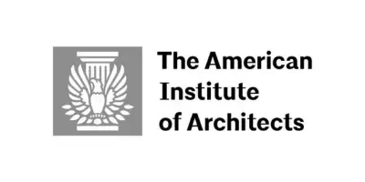The american institute of architects logo is a black and white logo with an eagle on it.