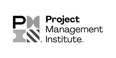 A black and white logo for the project management institute.