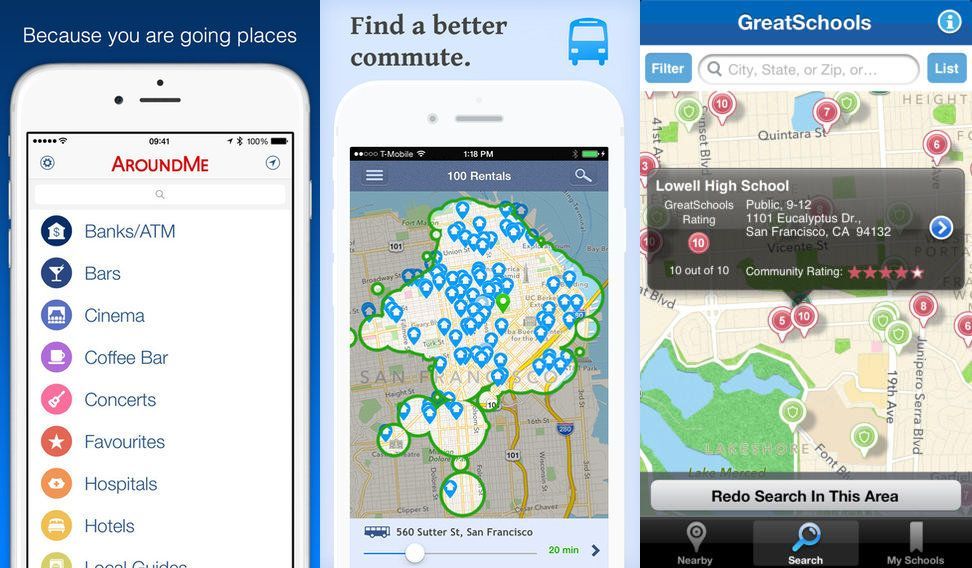 A phone screen shows a map and the words find a better commute