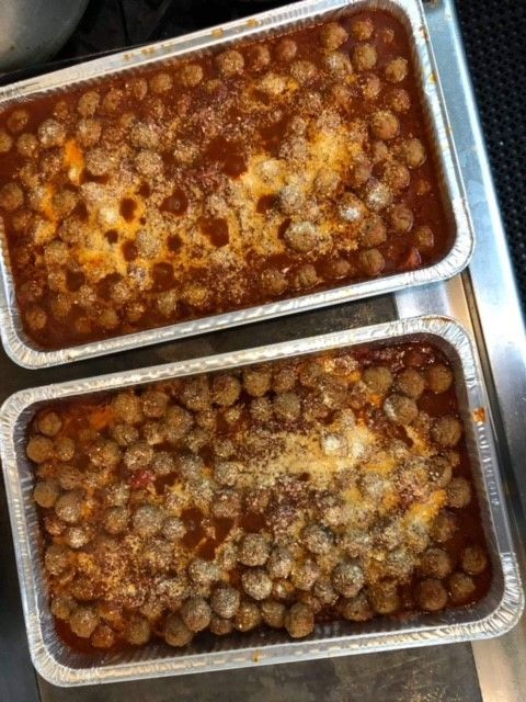 meatballs in tray for catering