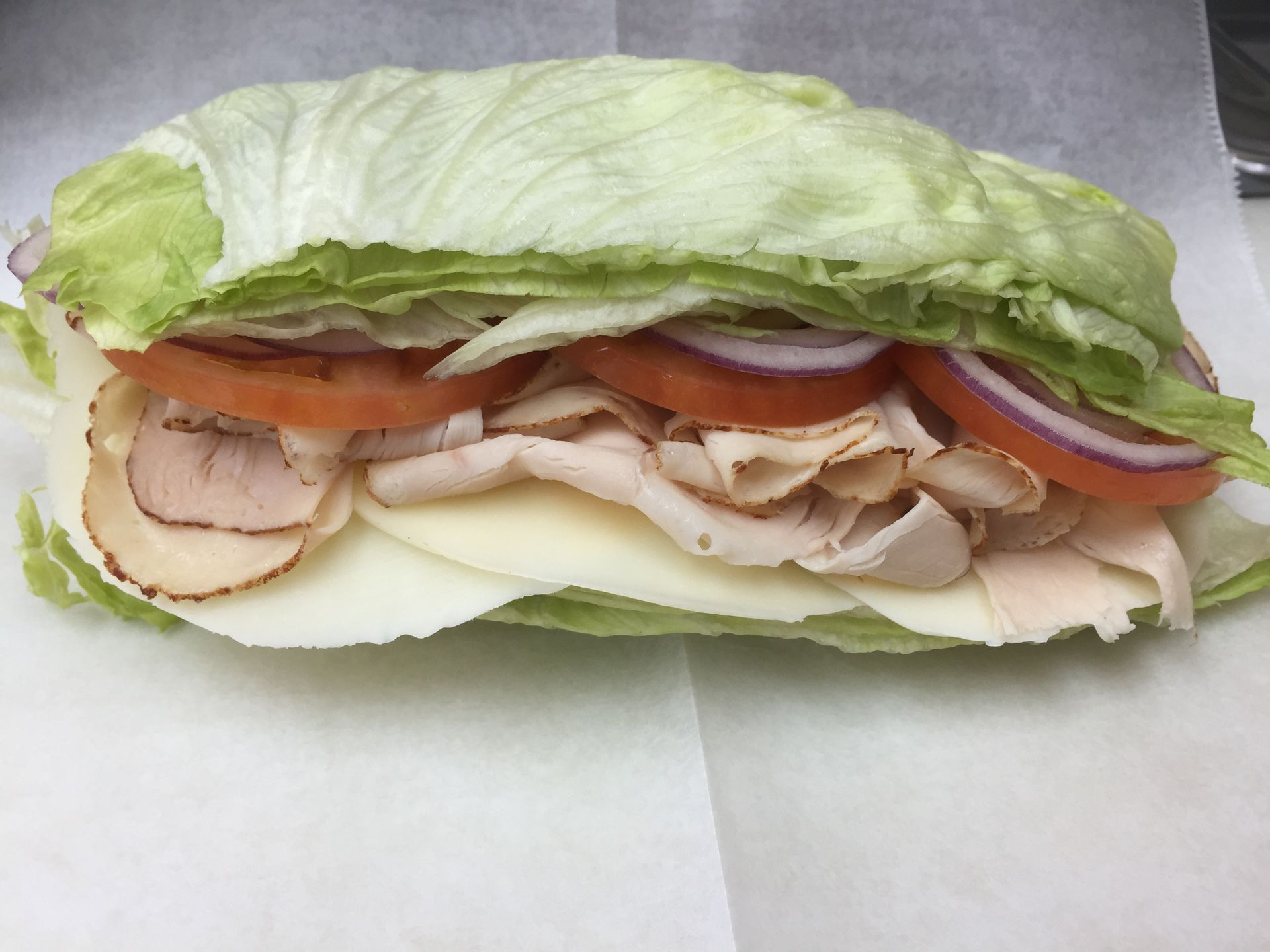 turkey and cheese lettuce wrap