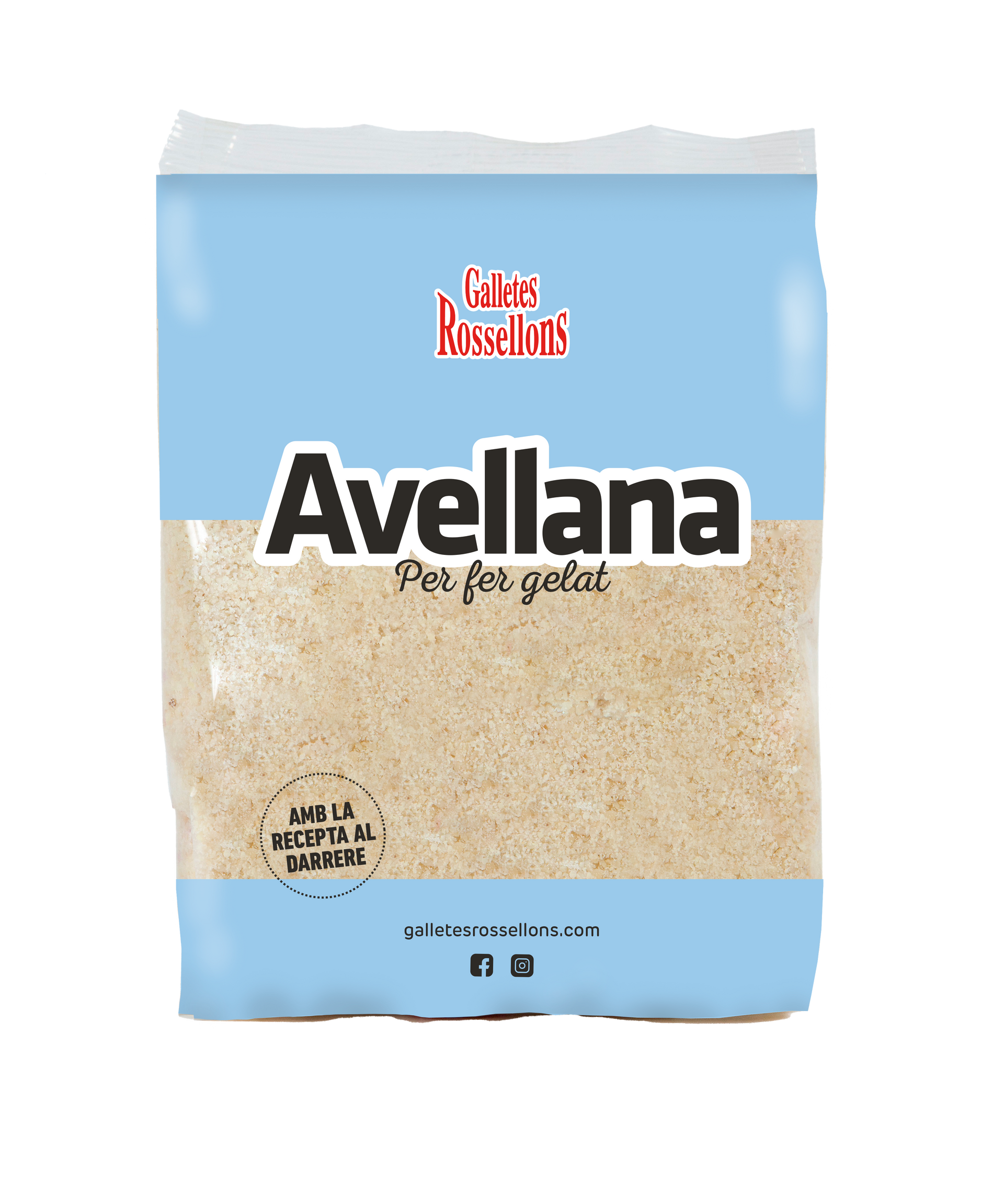 Una bossa d'avellana para helado es troba sobre un fons blanc