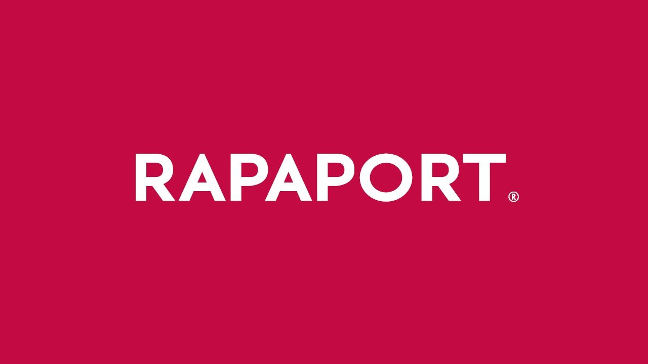 The logo for rapaport is on a pink background.