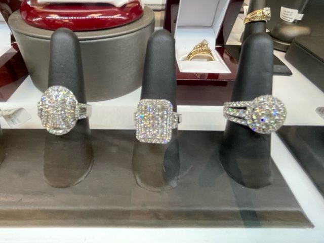 Large diamond cluster rings