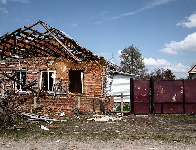 A house with fire damage 