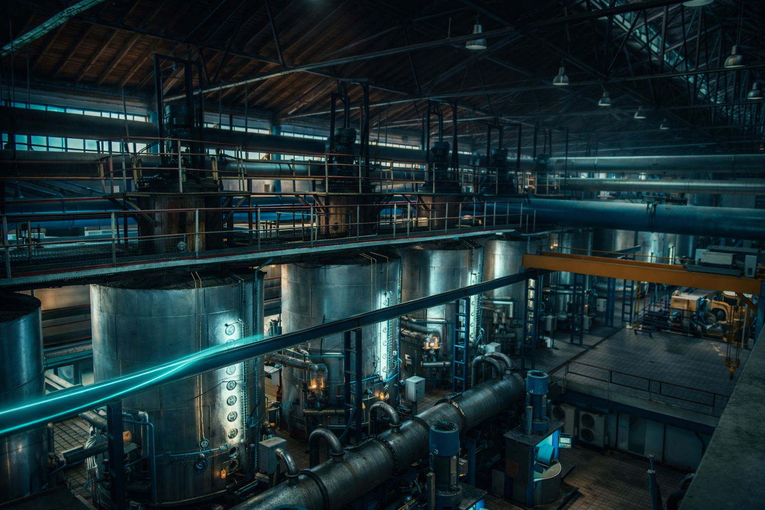 Close-up of raw sugar in the foreground with a warehouse supply chain backdrop representing internat