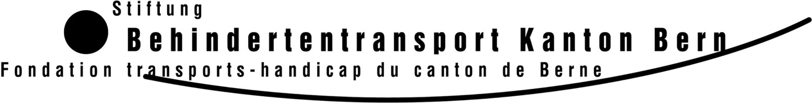 Logo für Behindertentransport Kanton Bern mit schwarzer Schrift und kleinem Transportsymbol auf weißem Hintergrund