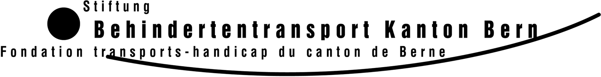 Logo für Behindertentransport Kanton Bern mit schwarzer Schrift und kleinem Transportsymbol auf weißem Hintergrund