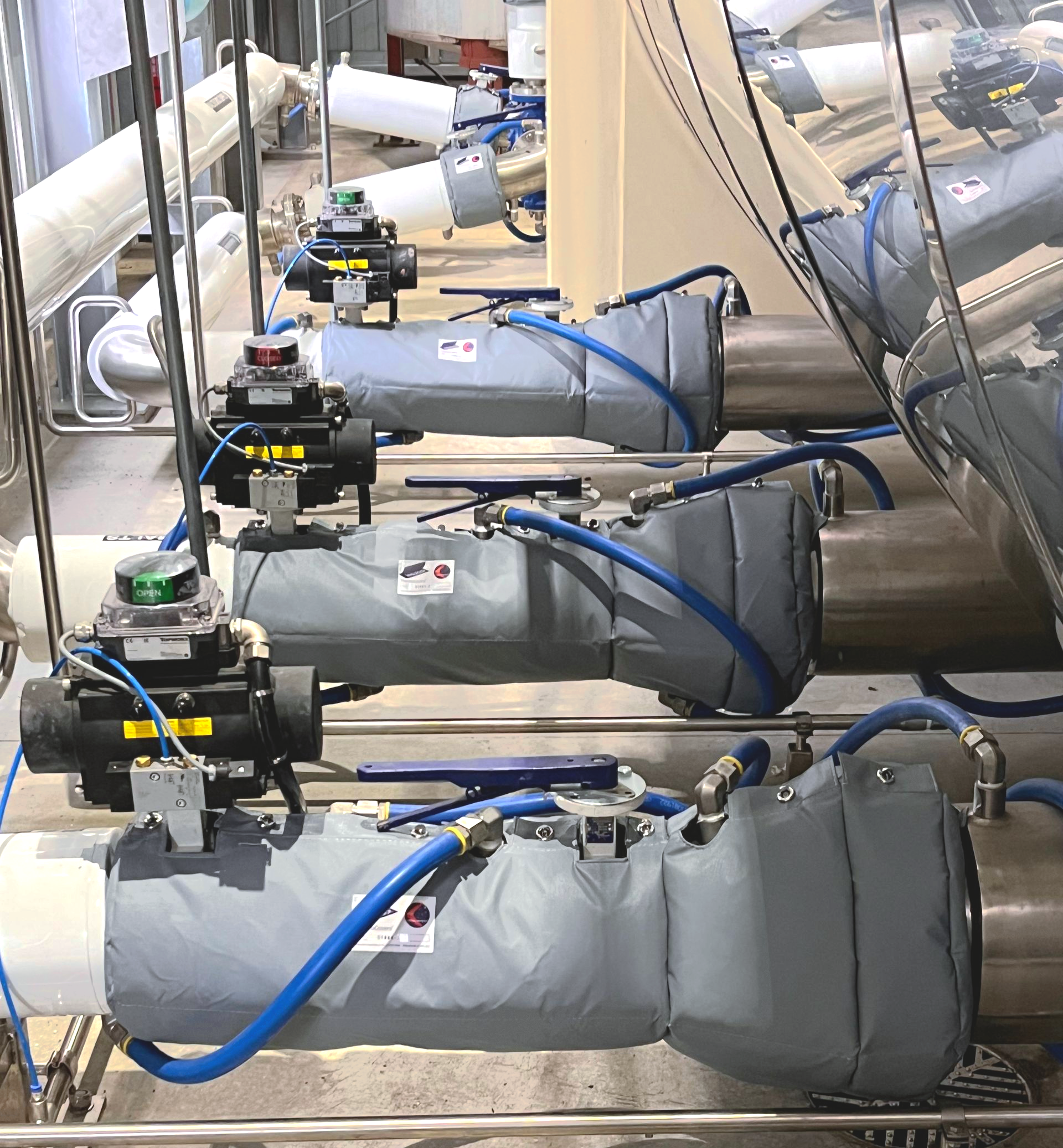 White PVC piping, Insulock Thermocovers, Insulation Blankets, Insulation Jacketing, Butterfly valves