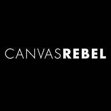 The logo for canvas rebel is white on a black background.