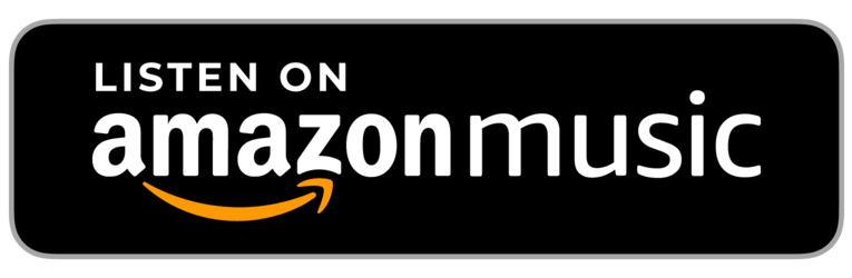 A black button with the words `` listen on amazon music '' on it.