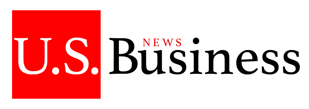 A red and white logo for u.s. business news