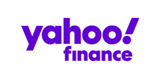 A purple yahoo finance logo on a white background