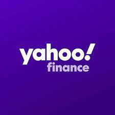 The yahoo finance logo is on a purple background.