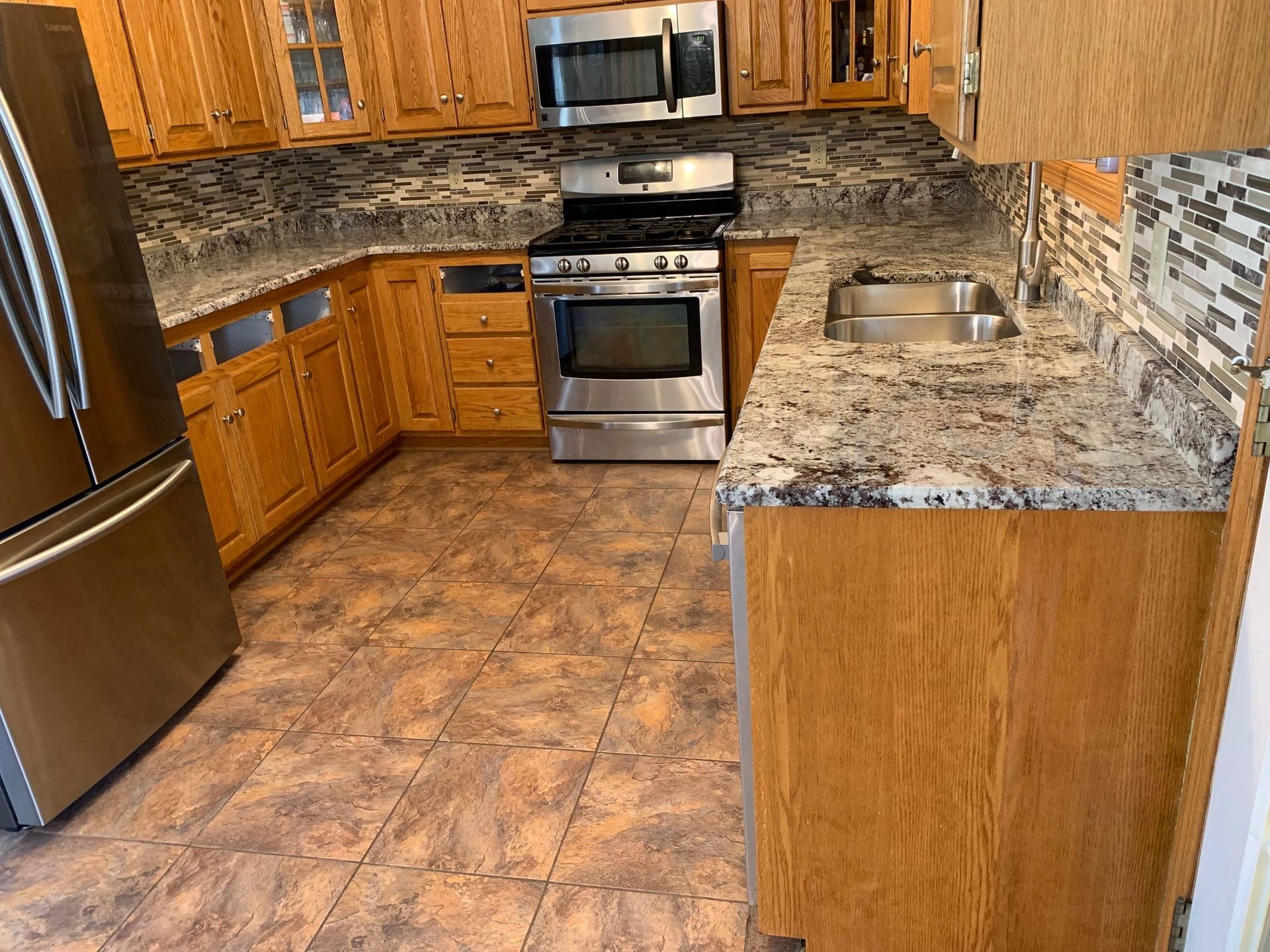 kitchen interior design with granite countertop