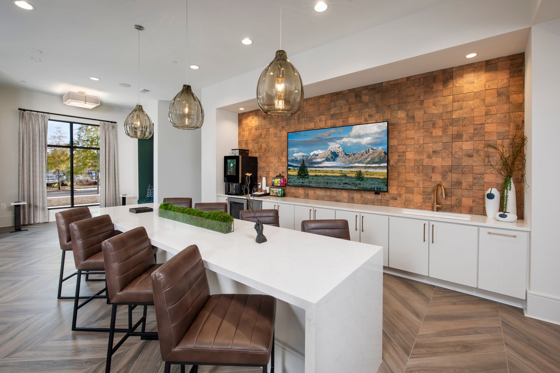 Community kitchen at The Heights at Millcroft in Buford, GA.