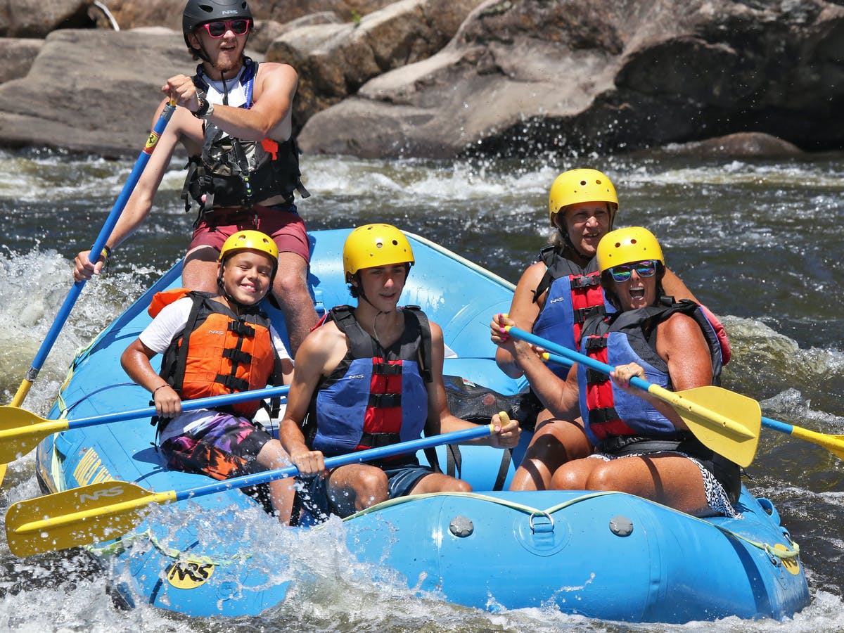Happy people while paddling