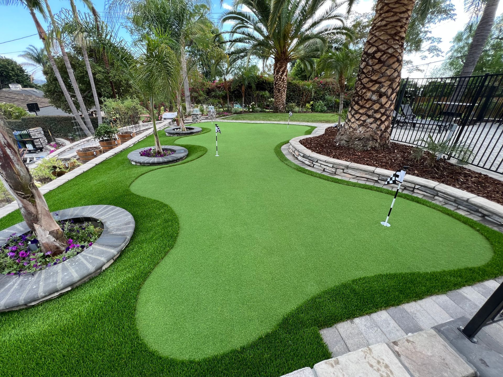 putting green and planters in Downey