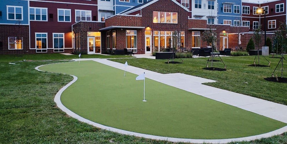 synthetic grass on the sides of driveway