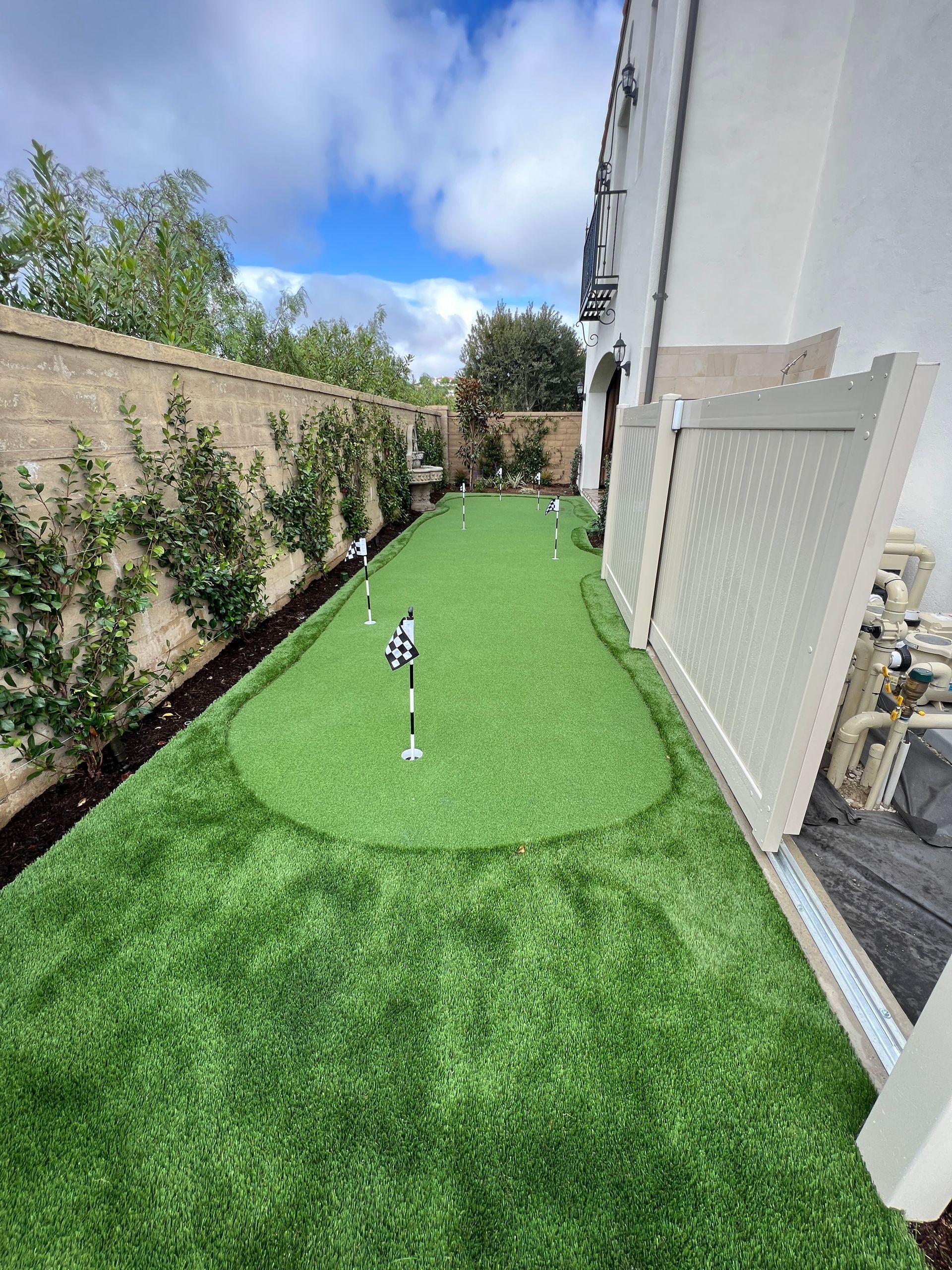 artificial grass near sidewalk