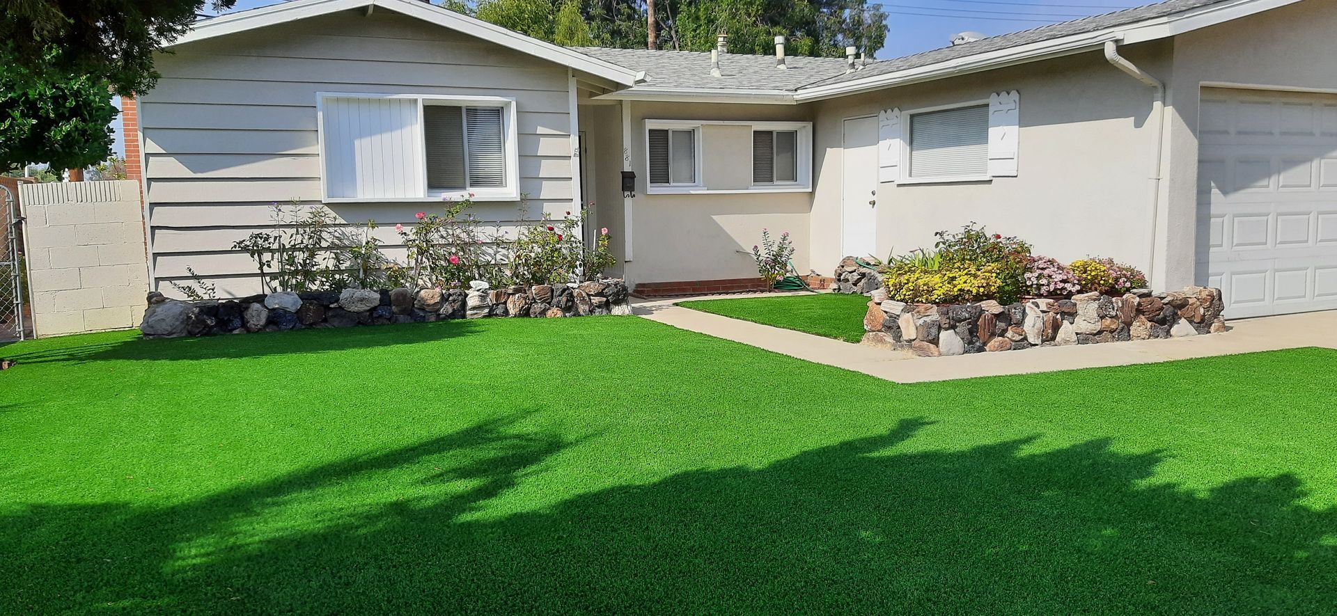 yard after installing artificial grass