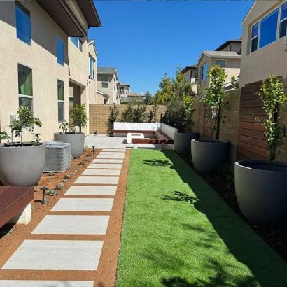 decomposed granite, stepping stones, and fake grass