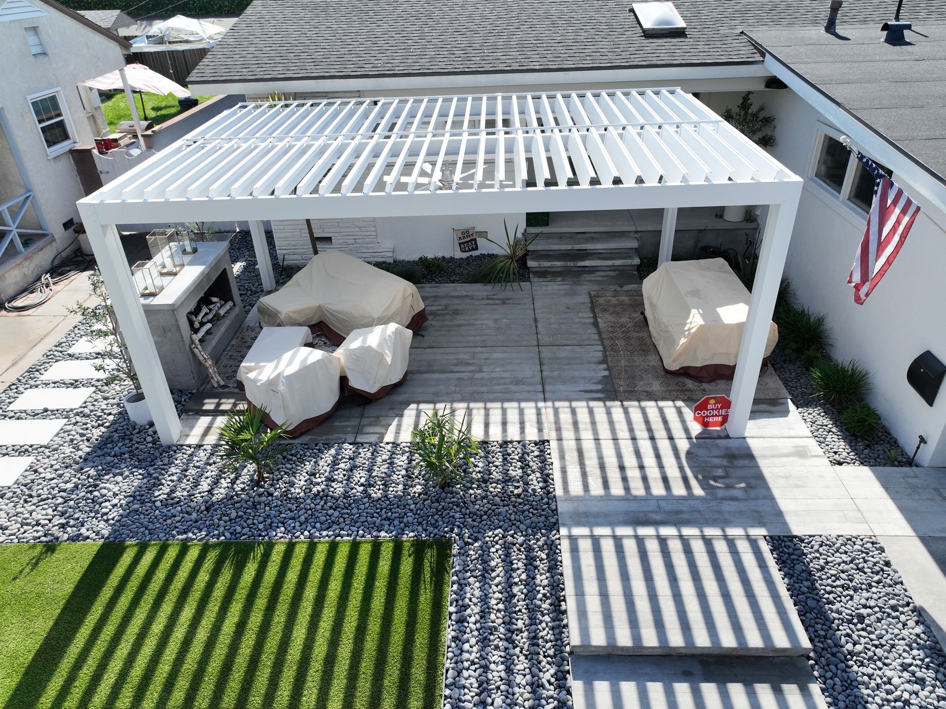 front yard artificial grass in rain