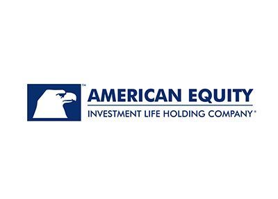 Logo for American Equity Investment Life Holding Company featuring a white eagle head silhouette on a blue square.