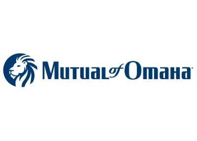 The Mutual of Omaha logo, featuring a dark blue lion’s head profile inside a circle next to the company name.