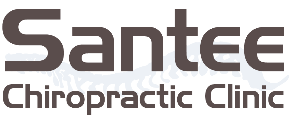 The logo for santee chiropractic clinic is shown on a white background.