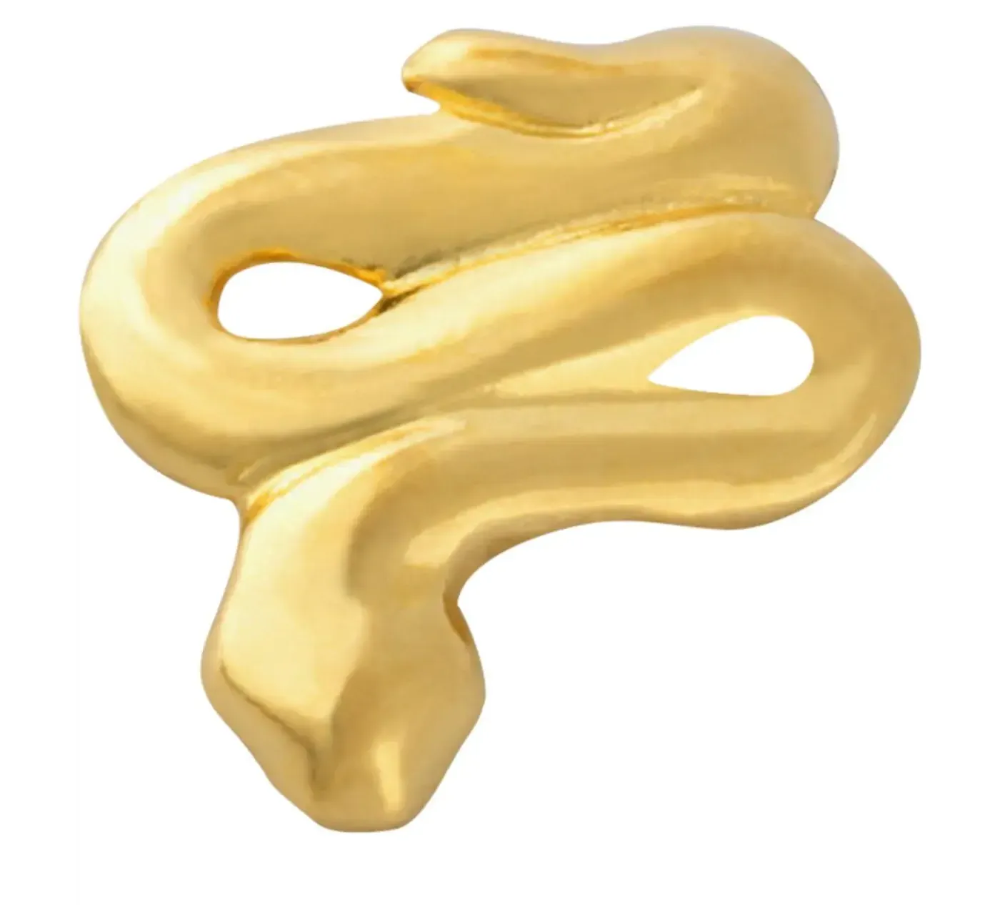 et nærbilde av en gullslange på en hvit bakgrunn