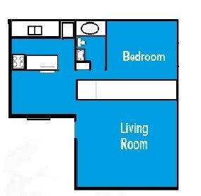 Floor Plan: 1 Bed · 1 Bath · 611 SQ. FT.
