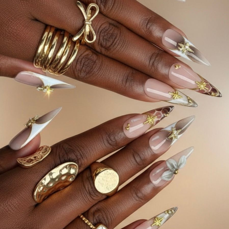 Delicate milky-nude almond Acrylic Nails
