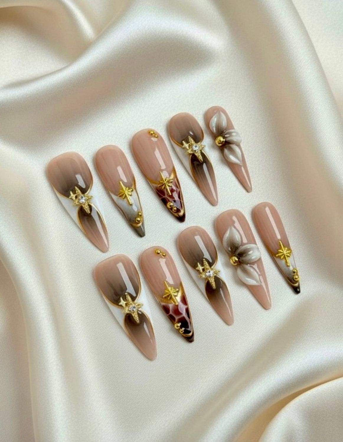Delicate milky-nude almond Acrylic Nails