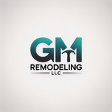 Logo for GM Remodeling LLC with teal "GM" and a small hammer icon. "REMODELING" and "LLC" are below.