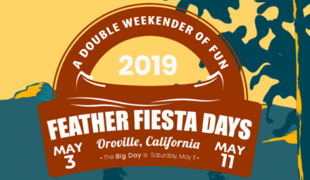 A poster for the feather fiesta days in droville california