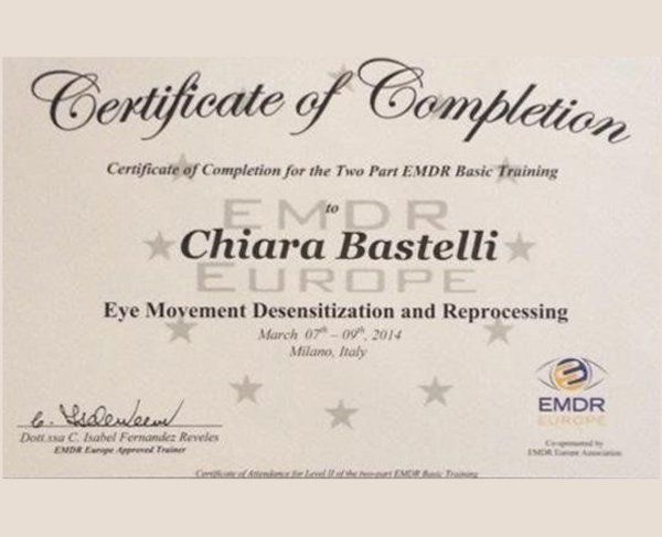 attestato di partecipazione EMDR Europe