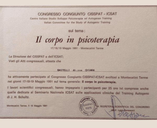 attestato Il Corpo in Psicoterapia