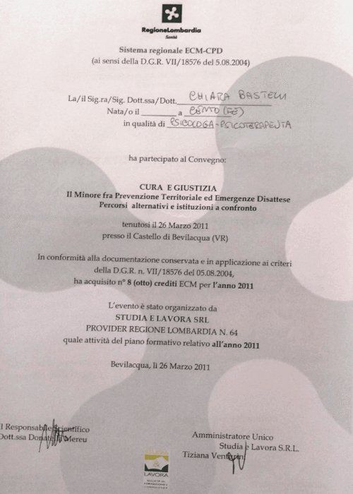 attestato Cura e Giustizia