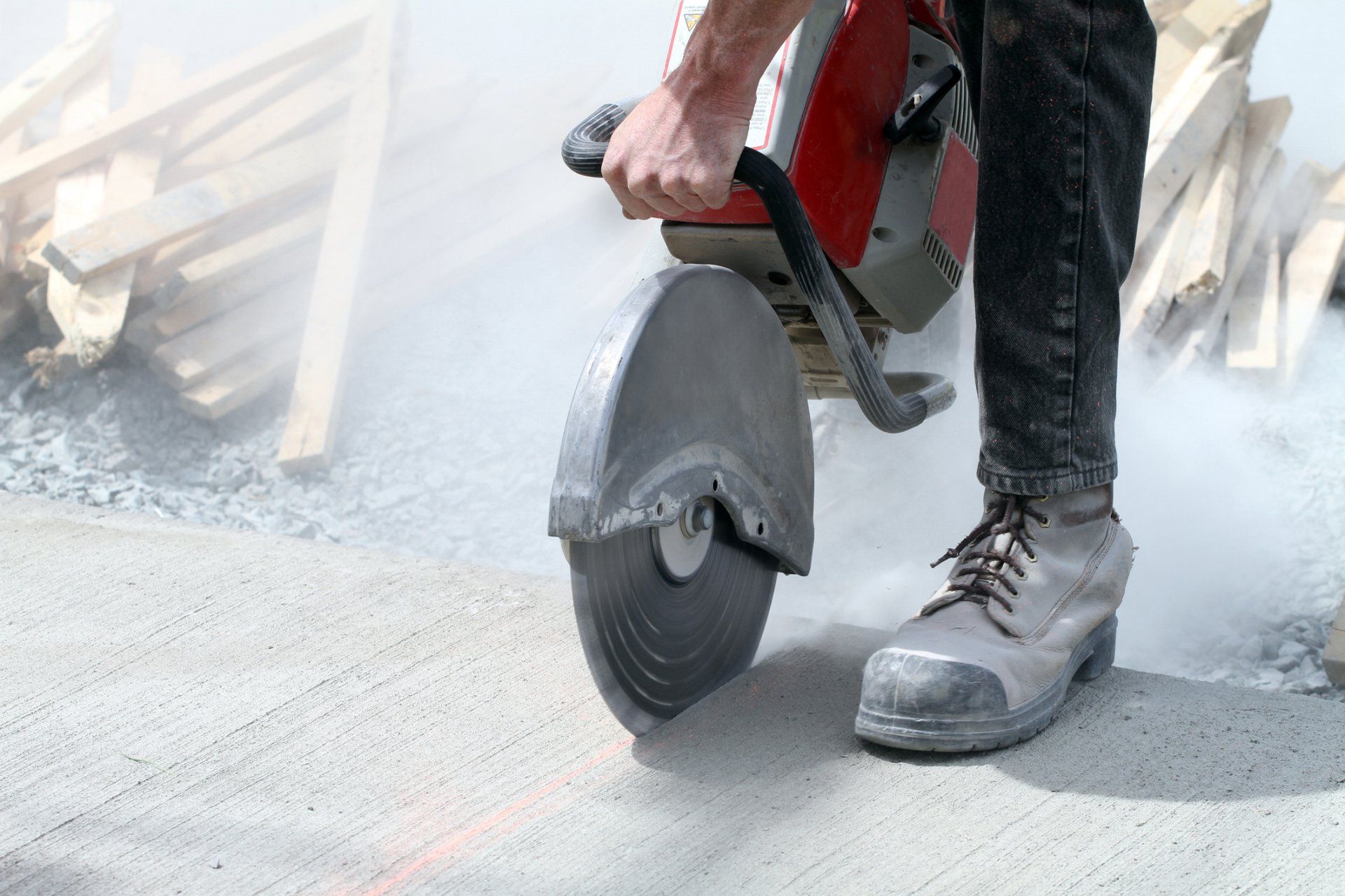 Man Cutting Concrete — Haysville, KS — Cutting Edge Concrete Cutting Inc