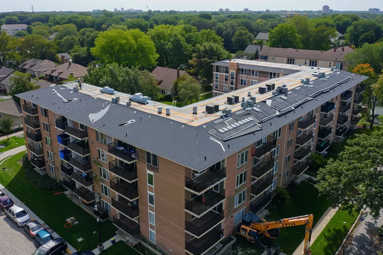 Aerial view of Elgin IL highlighting residential zones, commercial centers, and the iconic Grand Victoria Casino.