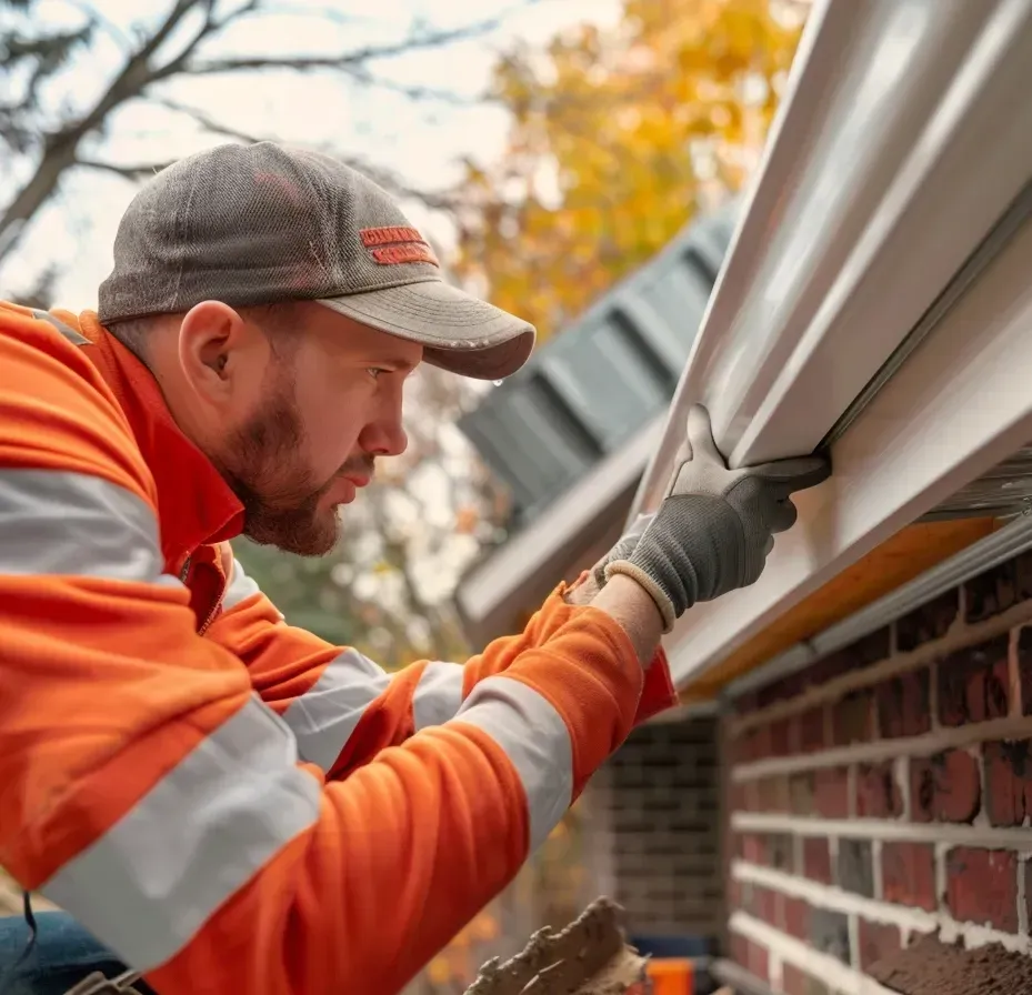 Gutter and soffit contractors Elgin IL handling aluminum fascia cladding, roofline trim, and seasonal roofing edge maintenance.