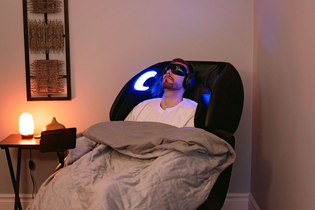 a man in a therapeutic NuCalm session