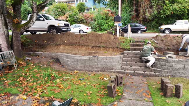 Landscaping — People Working on Retaining Walls in Poulsbo, WA