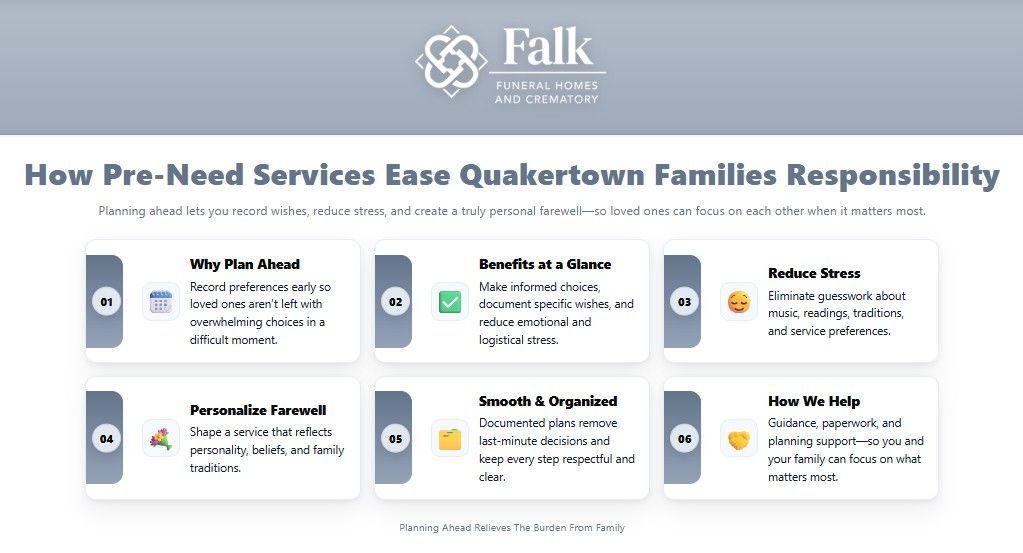 Informative infographic explaining how advance funeral planning helps families through Quakertown, PA funeral home and cremations.