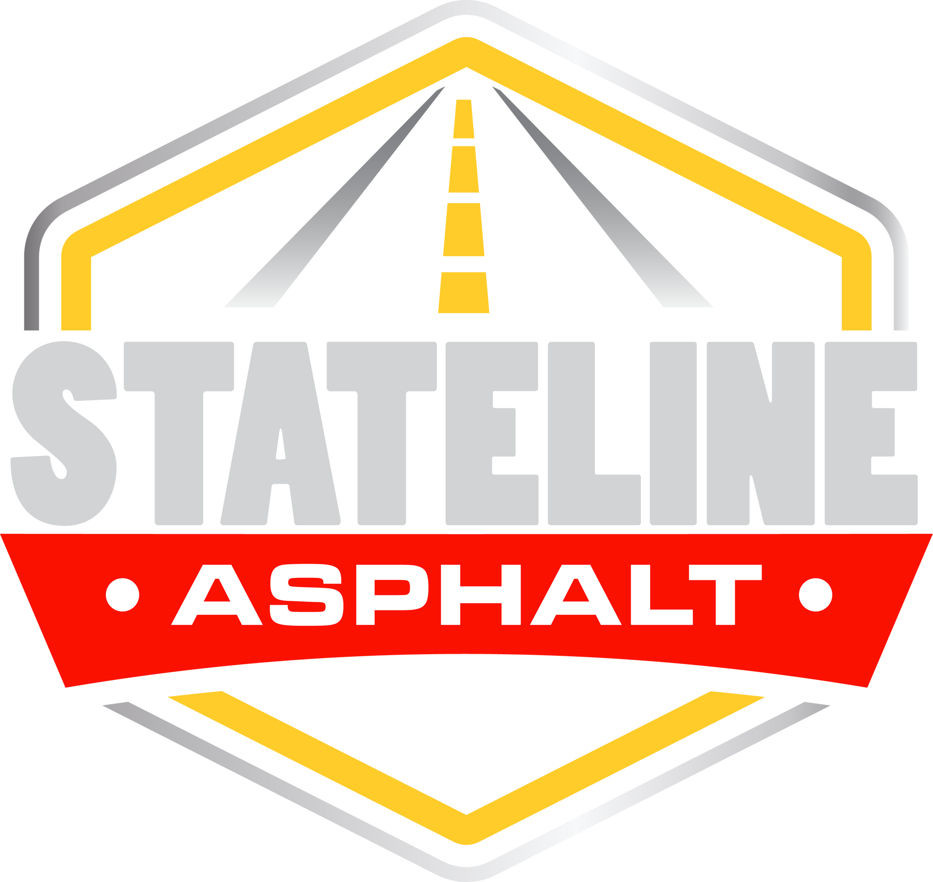 A logo for stateline asphalt with a red ribbon