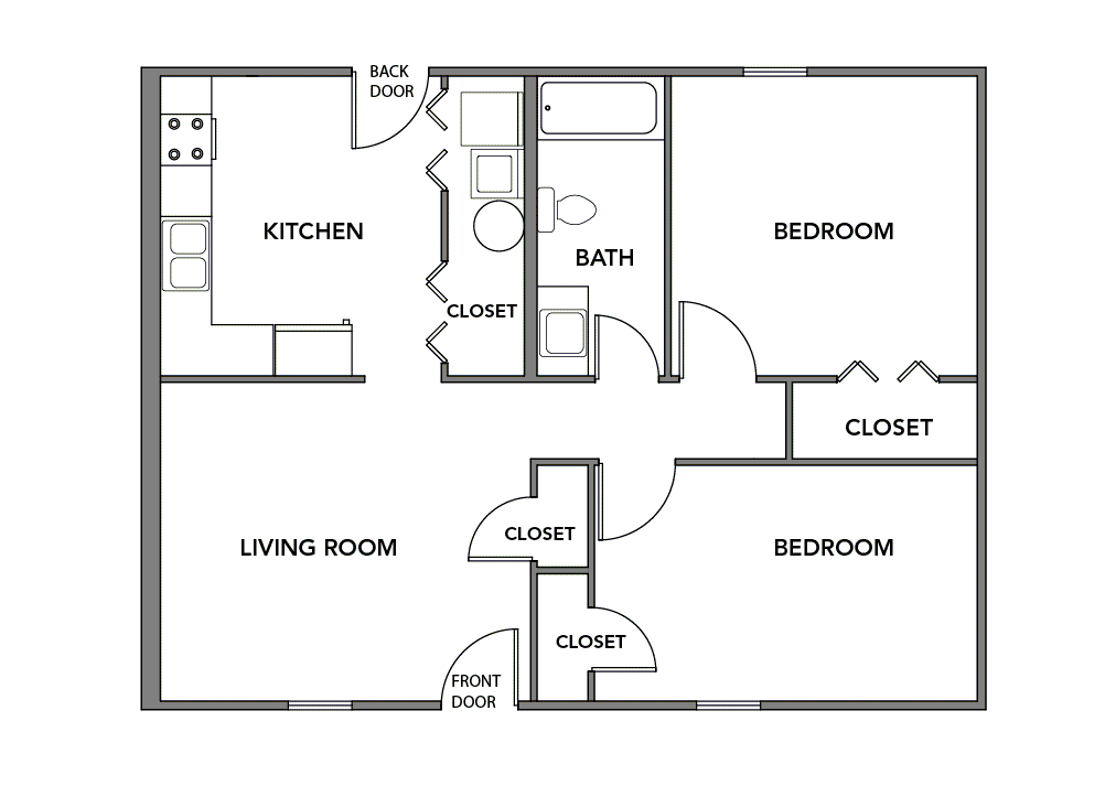 Floor Plan - Blue Flats 2 Beds 1 Bath