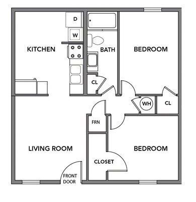 Floor Plan - Gold Flats 1 bed 1 bath