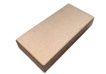 Two bricks are stacked on top of each other on a white background.