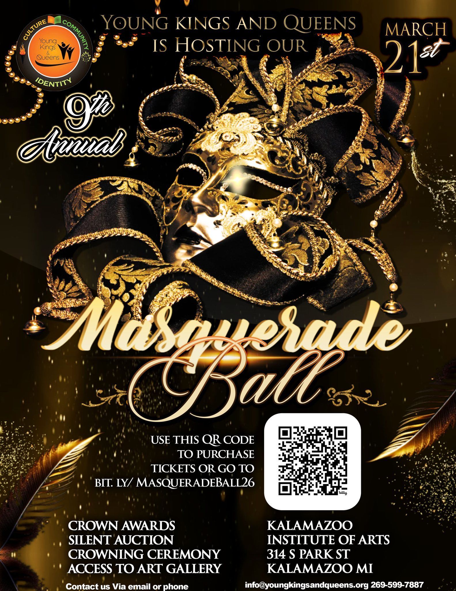 The flyer for Young Kings and Queens 9th Annual Masquerade Ball